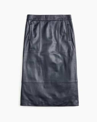 A-line midi skirt in leather
