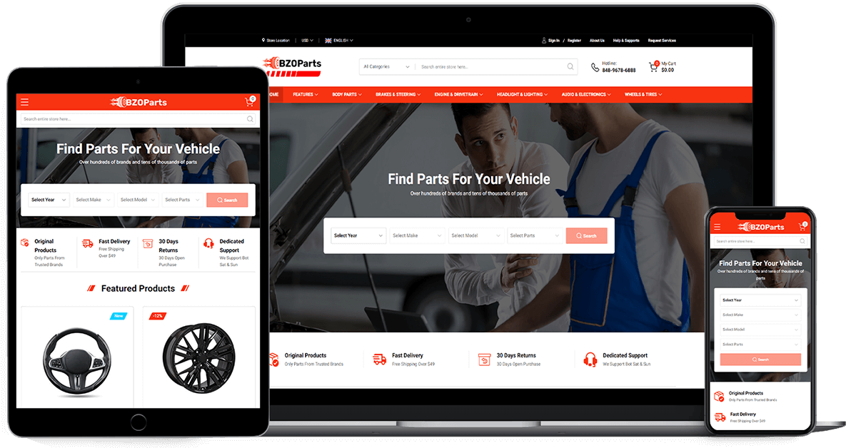 BzoParts – Vehicles, Parts & Accessories Magento 2 Theme